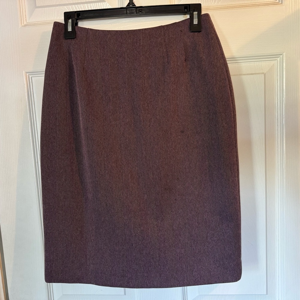 Levine Classics Petite Burgundy Herringbone‎ Pencil Skirt 8P